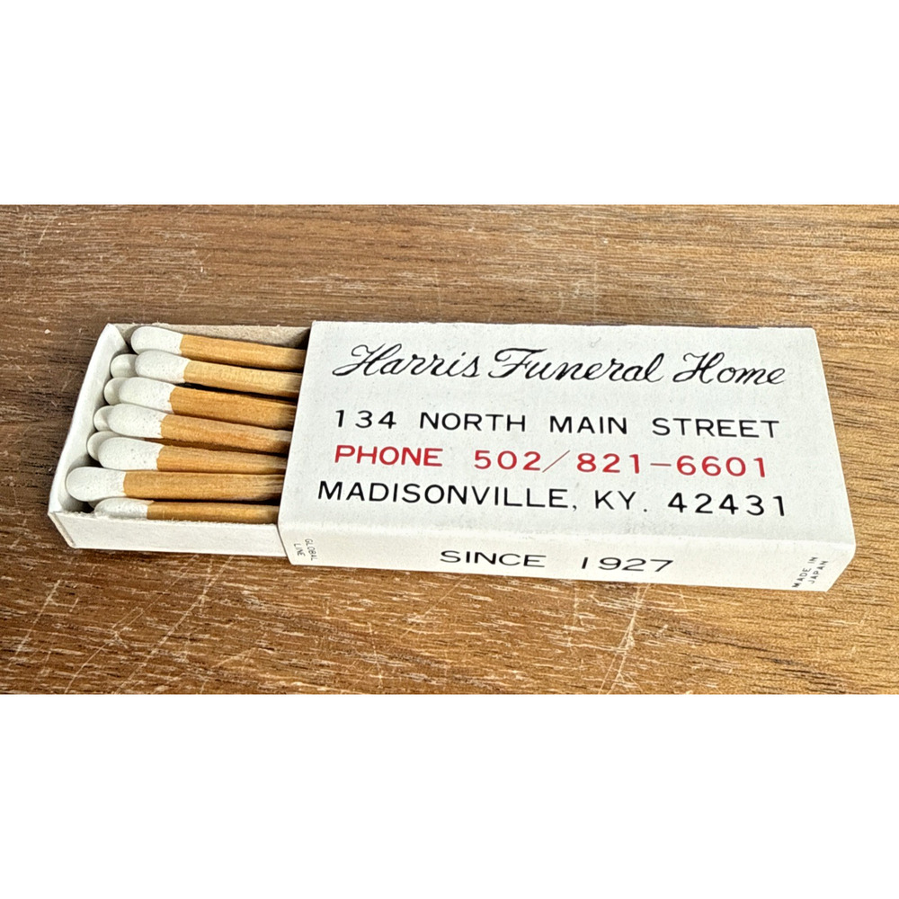 Harris Funeral Home Madisonville Kentucky Matchbook Ephemera Unused KY Business